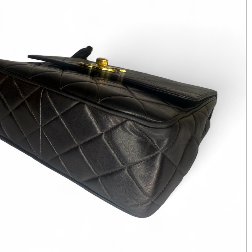 CHANEL Black Quilted Flap 24K Gold CC Logo Leather Shoulder Bag - Picture 6 of 12